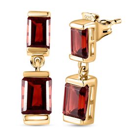 Roter Granat Ohrringe 925 Silber 750 Gelbgold Vermeil ca. 4.40 ct