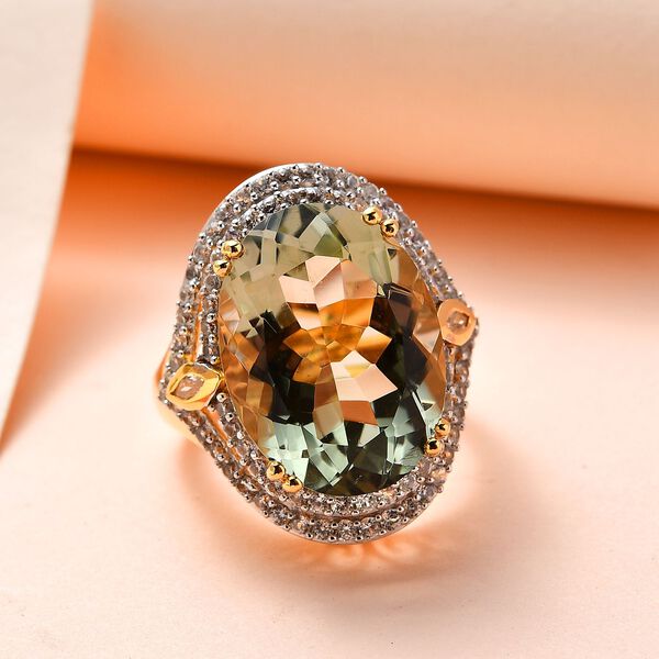 AA Prasiolith und Zirkon Cocktail Ring - 18,74 ct. image number 1