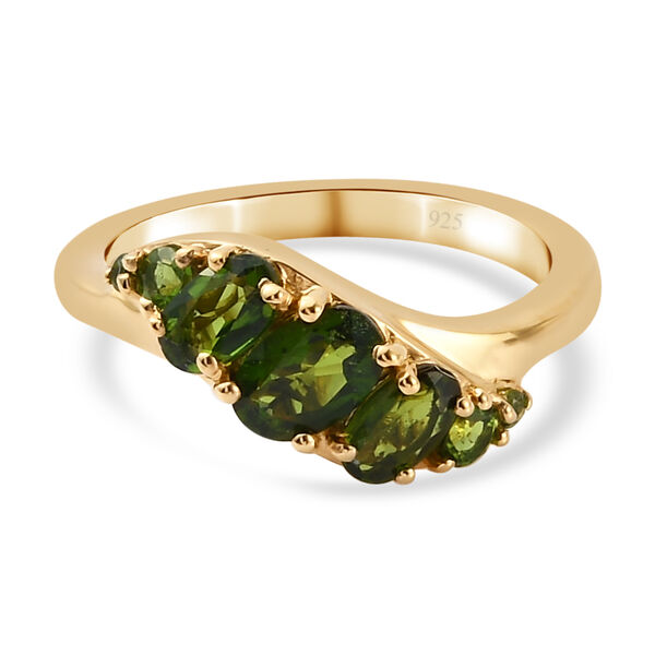 Nat&uuml;rlicher Chromdiopsid Ring 925 Silber vergoldet  ca. 1,02 ct