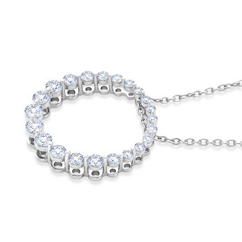 LUXURIANT SGL zertifizierter SI-GH Labor Diamant Anh&auml;nger mit 50cm Kette, 925 Silber rhodiniert - 1 ct.