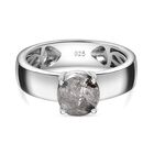 Meteorit Ring, 925 Silber rhodiniert, (Größe 20.00) ca. 3.68 ct