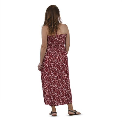 Gesmoktes Neckholder-Kleid, One Size, Rot image number 1