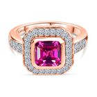 AAA Lab Grown Rosa Saphir, Lab Grown Diamant Ring 925 Silber 750 Roségold Vermeil (Größe 17.00) ca. 2.69 ct