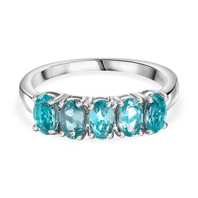 Paraiba-Apatit Ring 925 Silber platiniert (Größe 18.00) ca. 1,14 ct