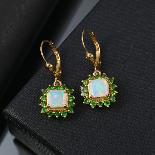 Opal Radiance - D joy Natürlicher, äthiopischer Welo Opal, Natürlicher Chromdiopsid Starlit Ohrringe 925 Silber 750 Gelbgold Vermeil ca. 2.13 ct image number 1