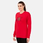 100% Baumwoll-Flanell Strick Sweatshirt mit Applikation, Rot Größe 42 image number 3