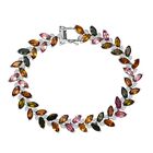 Mehrfarbig-Turmalin, Wei&szlig;er Zirkon Armband ca. 20 cm 925 Silber rhodiniert ca. 18,04 ct.