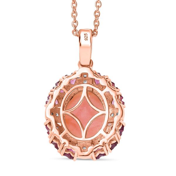 Herzklang - AA Vinicunca-Peruanischer Opal, Rhodolith Granat Anh&auml;nger mit Kette, 925 Silber 750 Gelbgold Vermeil, 925 Silber 750 Ros&eacute;gold Vermeil ca. 6,42 ct. image number 5