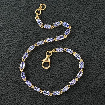 Tansanit 20cm Armband, 925 Silber 750 Gelbgold Vermeil - 5,59 ct.