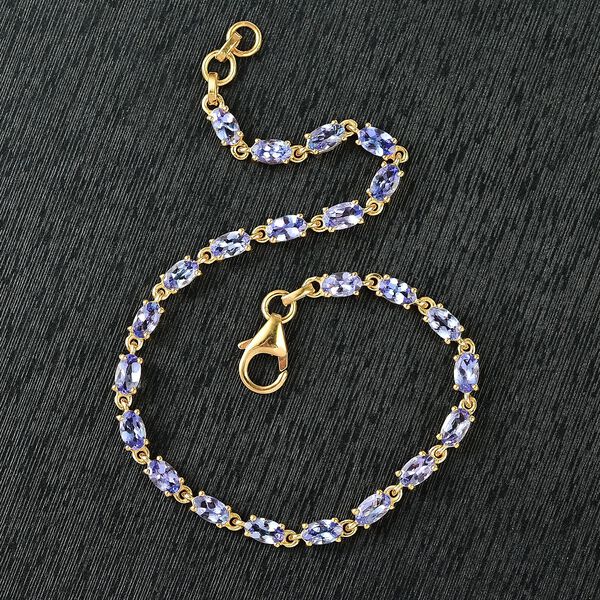 Tansanit 19cm Armband, 925 Silber 750 Gelbgold Vermeil - 5,36 ct. image number 2