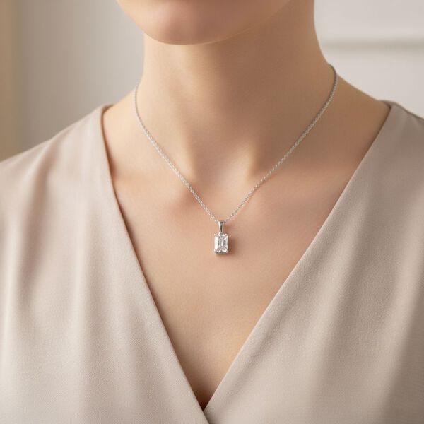 LUXURIANT SGL zertifizierter SI-GH Labor Diamant Anhänger mit 50cm Kette, 925 Silber rhodiniert - 1 ct. image number 2