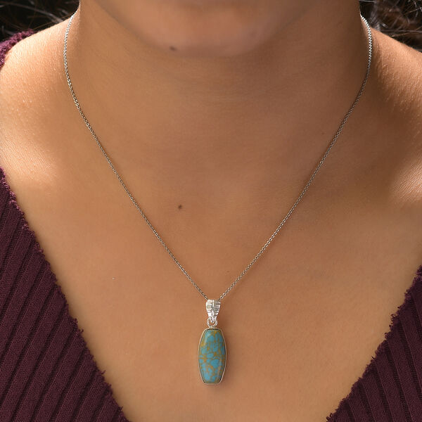 Blauer Mojave-Türkis-Solitär-Anhänger in Silber, 8,24 ct. image number 3