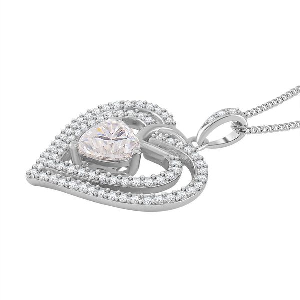Moissanit Herz Anhänger mit 45cm Kette - 1,72 ct. image number 4