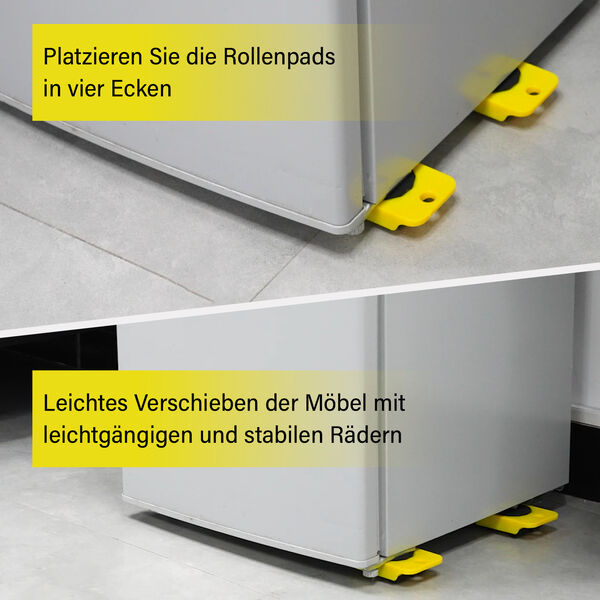 5er-Set M&ouml;belroller in Gelb, Gr&ouml;&szlig;e: 7,8x10 cm und 7x34 cm image number 4