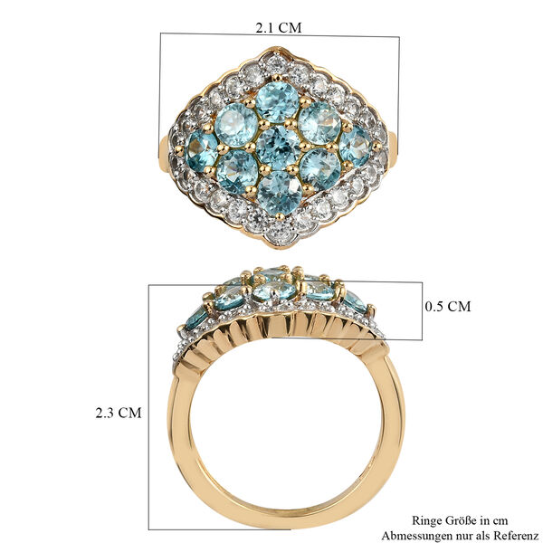 Kambodschanischer blauer und wei&szlig;er Zirkon-Ring, 925 Silber Gelbgold Vermeil  ca. 2,92 ct image number 7