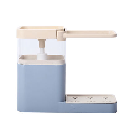 Fl&uuml;ssigseifenspender mit Aufh&auml;nger, Gr&ouml;&szlig;e: 25x9,5x21 cm, Blau und Creme 