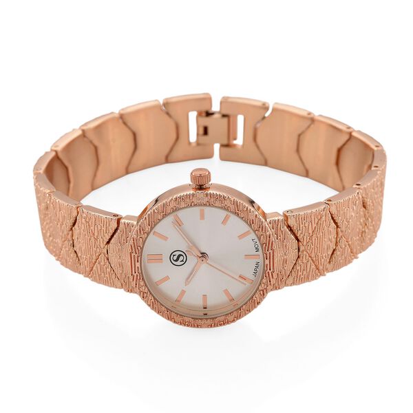 STRADA - Japanisches Uhrwerk, Weiß Zifferblatt mit Roségoldplattiertem Alloy Armband, 20 cm image number 4