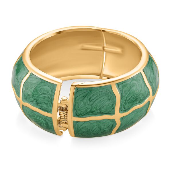 Emaille-Armreif mit Karomuster, ca. 18,5 cm, grün emailliert image number 5