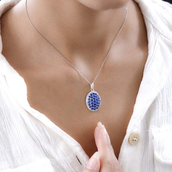 Kaschmir Kyanit Anh&auml;nger mit Kette, 925 Silber platiniert, 925 Silber rhodiniert ca. 4.08 ct image number 3