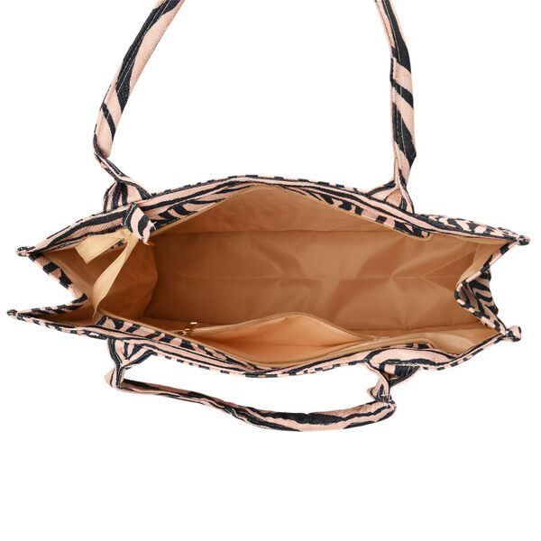 Zebra Print Design Set, Shopper und Handy Umhängetasche, 40 x 12 x 35 cm, Zebra image number 5