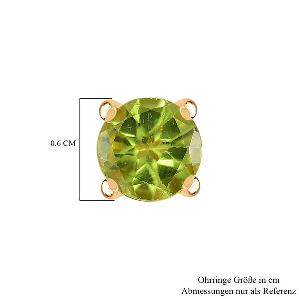 Natürliche Peridot Ohrringe, 925 Silber vergoldet - 1,30 ct. image number 5