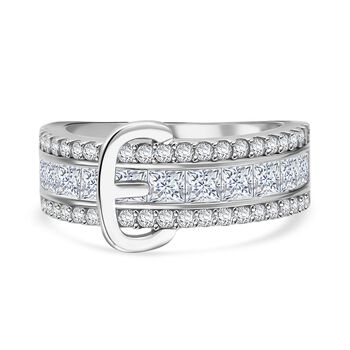 Lustro Stella Wei&szlig;er Zirkonia Schnalle Ring 925 Silber rhodiniert (Gr&ouml;&szlig;e 19.00)