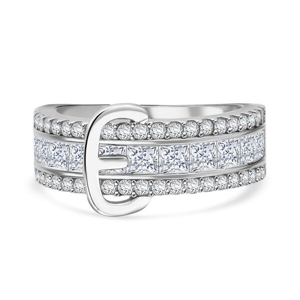 Lustro Stella Wei&szlig;er Zirkonia Schnalle Ring 925 Silber rhodiniert (Gr&ouml;&szlig;e 19.00)