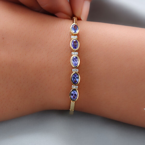 Tansanit und Zirkon-Armband, ca. 20 cm, 925 Silber vergoldet ca. 2.38 ct image number 3