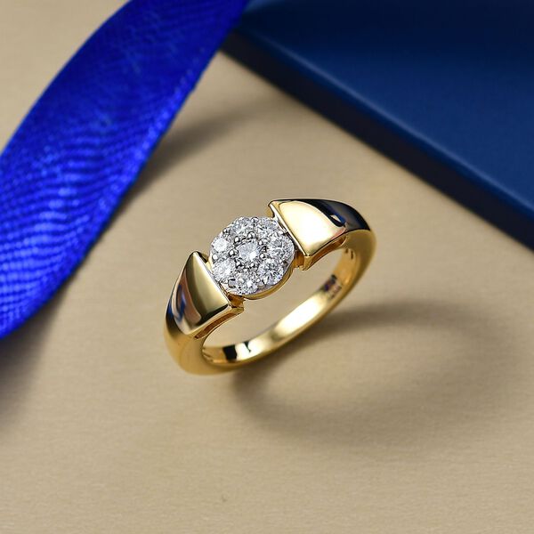 LUXURIANT DIAMOND - Lab Grown Diamant SI-GH SGL zertifiziert Ring 925 Silber 750 Gelbgold Vermeil (Größe 18.00) ca. 0.50 ct image number 1