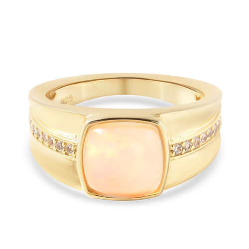Natürlicher Äthiopischer Opal und Zirkon Ring 925 Silber Gelbgold-Überzug image number 0