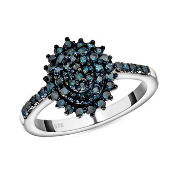 Blauer Diamant-Ring, 925 Silber platiniert  ca. 0,50 ct