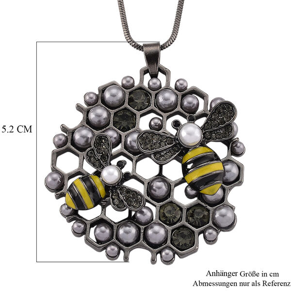 Schwarze Kristall, Kunststoff Perle Anh&auml;nger mit Kette ca. 63.5 cm + 5 cm Extender, Legierung emailliert, Legierung Schwarz image number 6