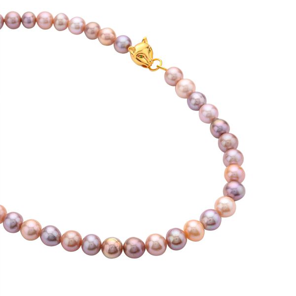 8-12mm mehrfarbige Edison Perle und nat&uuml;rliche Chromdiopsid-Halskette, 50cm - 0,15 ct. image number 3