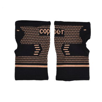 Kupferfaser Handgelenk Bandagen Paar, st&uuml;tzend, atmungsaktiv, Schwarz-Kupfer, Gr&ouml;&szlig;e S