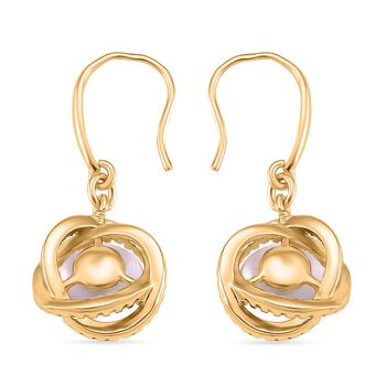 Lila S&uuml;&szlig;wasser Perle (8-10 mm), Wei&szlig;er Zirkonia Ohrringe Nickelfreies Messing vergoldet