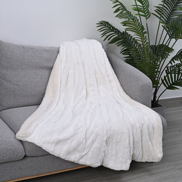 Luxusdecke aus Kunstfell, Gr&ouml;&szlig;e 150x200 cm, Wei&szlig;