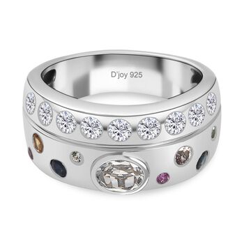 D joy AAA Premium Malagasy Regenbogen Mondstein, Mehrfarbig Saphir Ring 925 Silber rhodiniert (Gr&ouml;&szlig;e 17.00) ca. 1.35 ct