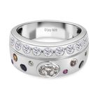 D joy AAA Premium Malagasy Regenbogen Mondstein, Mehrfarbig Saphir Ring 925 Silber rhodiniert (Größe 17.00) ca. 1.35 ct