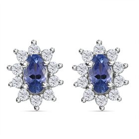 AAA Tansanit und Zirkon Ohrringe - 0,94 ct.