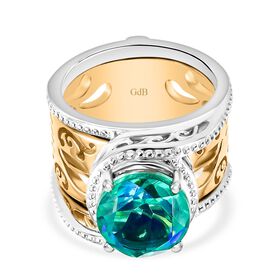 2er-Set- Zweifarbige Pfau Triplett Quarz Ringe - 4,13 ct.
