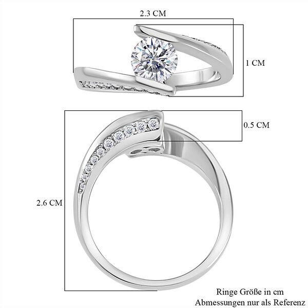 Moissanit Ring, 925 Silber rhodiniert - 1,10 ct. image number 5