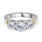 Moissanit Ring 925 Silber Zweifarbige Beschichtung (Größe 19.00) ca. 1,65 ct