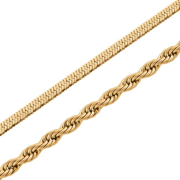 2er Set Halskette, ca. 50 cm mit 5 cm extender, Reiner Edelstahl, Goldfarben image number 4