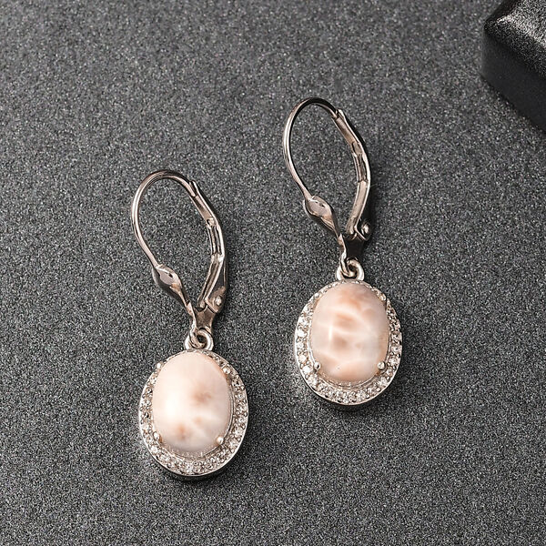 AA Natrolith, Wei&szlig;er Zirkon Ohrringe 925 Silber rhodiniert ca. 4.13 ct image number 2