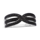 Schwarzer Spinell Ring 925 Silber rhodiniert (Größe 16.00) ca. 0,59 ct