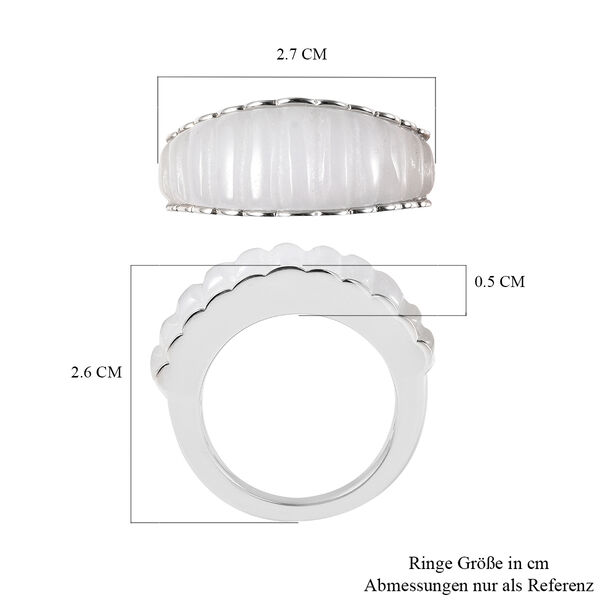Weiße Jade Ring 925 Silber Rhodium-Überzug image number 6