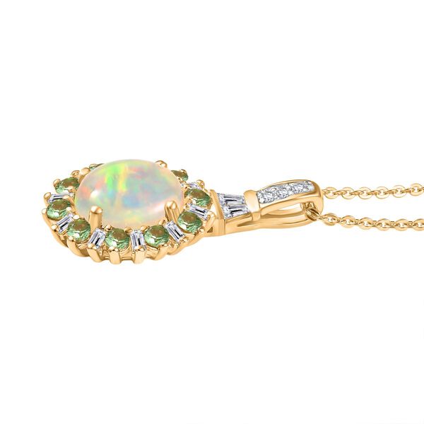 AA &auml;thiopischer Welo Opal Tsavorit Granat und Moissanit Ring und Anh&auml;nger mit 50cm Kette image number 7