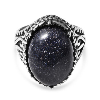 Blauer Sandstein Ring Edelstahl (Gr&ouml;&szlig;e 16.00) ca. 12.00 ct