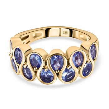 Tansanit-Ring, 925 Silber vergoldet (Gr&ouml;&szlig;e 16.00) ca. 2,07 ct