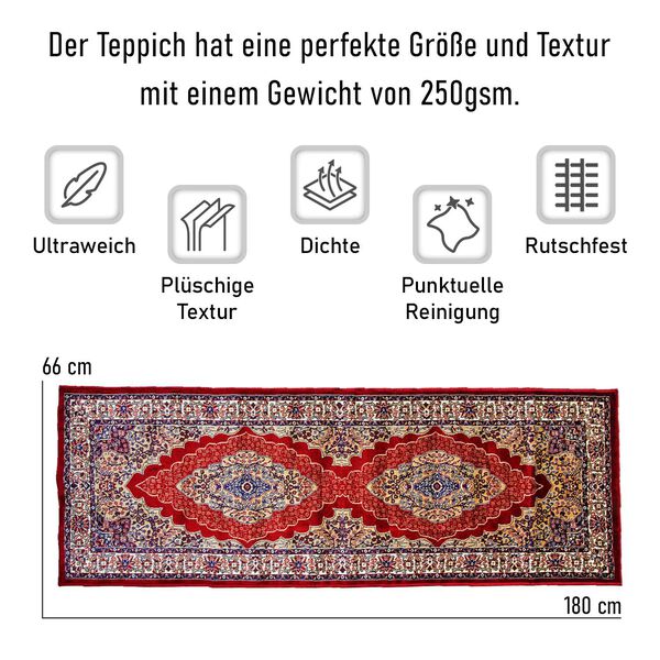 Moderner grauer & mehrfarbiger L&auml;ufer - 950 GSM, Gr&ouml;&szlig;e: 66x180cm, rot image number 7